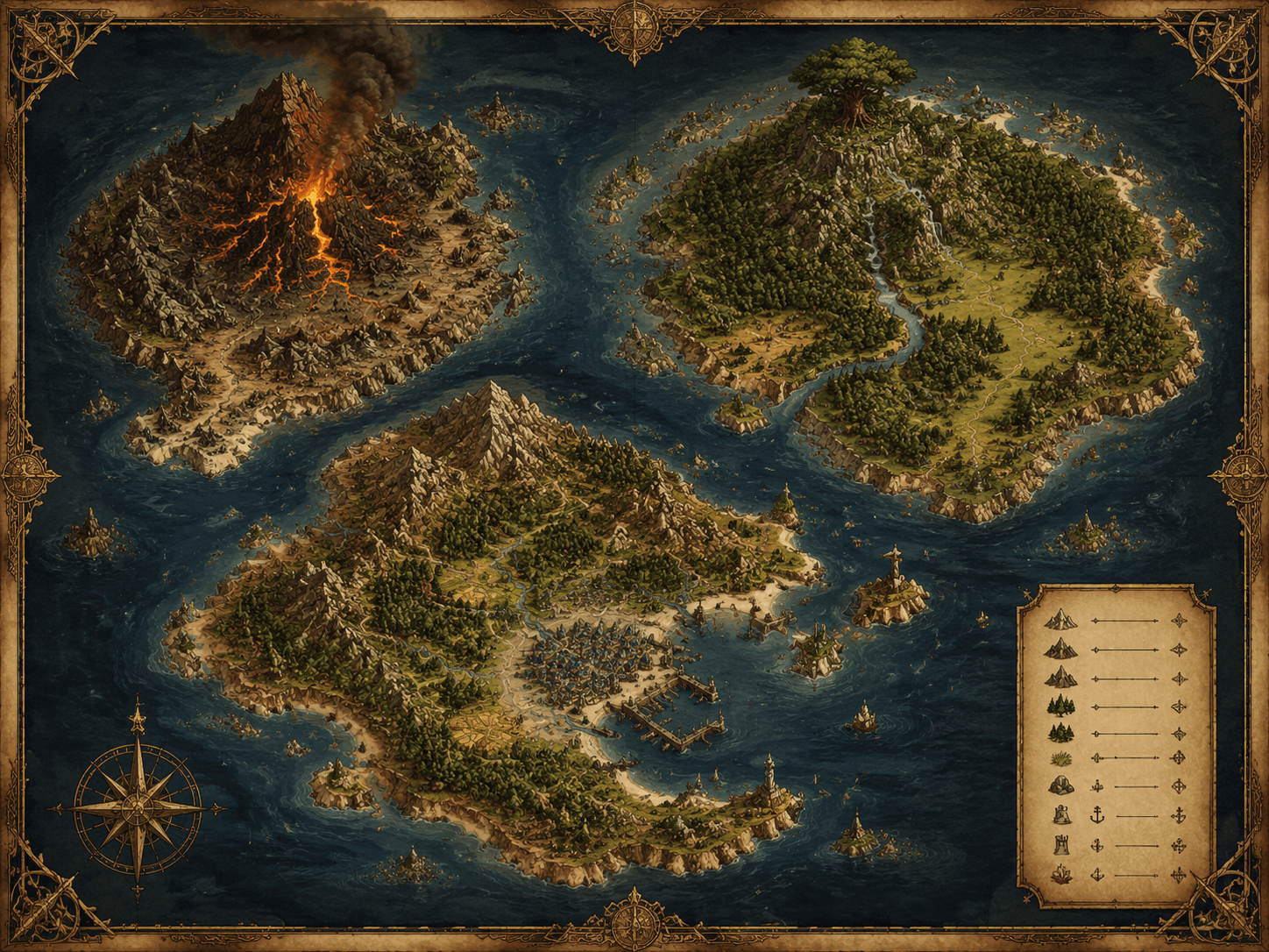 Region map — Legend, scale and compass placeholders